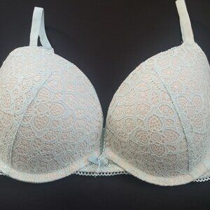 Victoria’s Secret 34D Dream Angels Push-Up Padded Underwire Bra Light Blue Lace